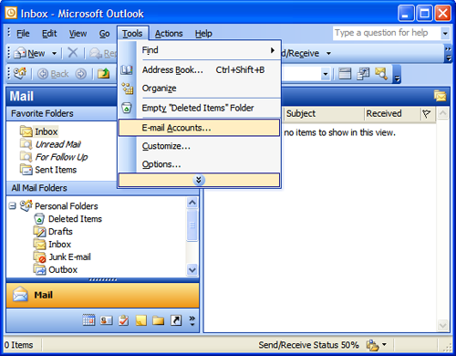 how to add email to outlook 2003