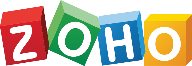 Zoho Logo, each letter in a different colored block.